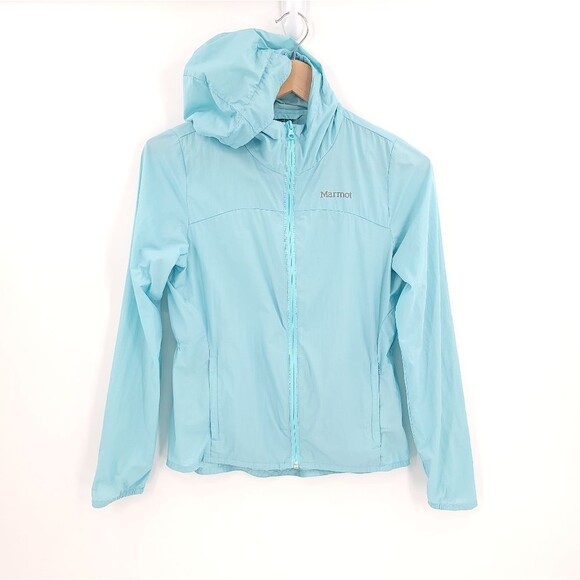 Marmot "Air Lite" Packable Jacket Hooded Water Resistant Lightweight Blue - Picture 1 of 15
